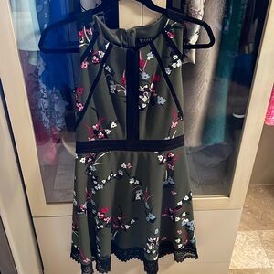 Guess green and floral mini dress size 4